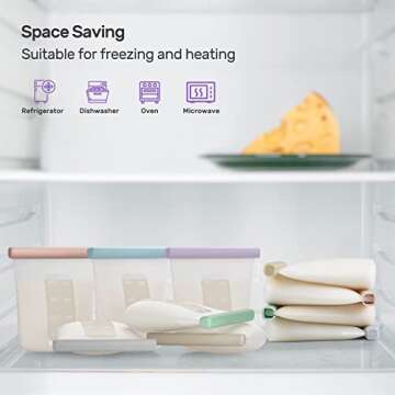 Nuliie 7 Pcs Silicone Breastmilk Storage Bags Reusable, 8oz/240ml Double Leak-Proof Breastmilk Freezer Bags, BPA Free Self-Standing Milk Bags for Breastfeeding, Baby Food Pouches