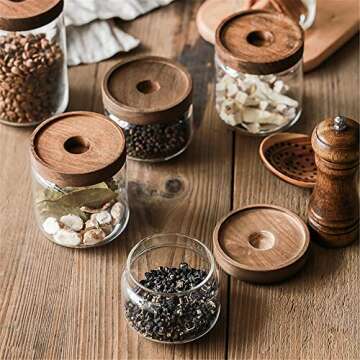 Danmu 5 Pack Glass Airtight Food Storage Jars, Borosilicate Glass Kitchen Canisters, Canisters Sets for the Kitchen, Flour and Sugar Containers (8oz, 15oz, 25oz, 32oz, 52oz)