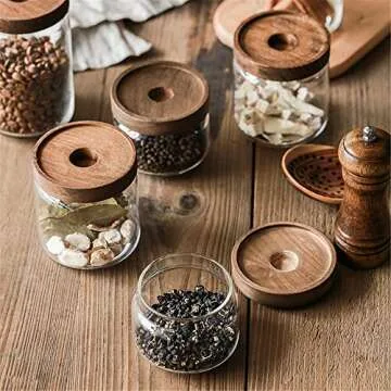 Danmu 5 Pack Glass Airtight Food Storage Jars, Borosilicate Glass Kitchen Canisters, Canisters Sets for the Kitchen, Flour and Sugar Containers (8oz, 15oz, 25oz, 32oz, 52oz)