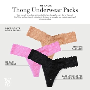 Victoria's Secret Lace Thong Underwear for Women - Multi Pack