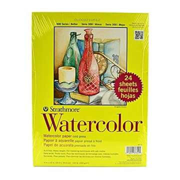 Strathmore 300 Series Watercolor Paper Pad, 9x12 inches, 24 Sheets (140lb/300g) - Artist Paper for A...