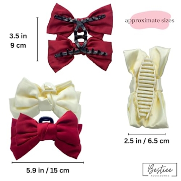 Bestiee 4-Pack Elegant Satin Hair Bow Claw Clips