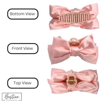 Bestiee 4-Pack Elegant Satin Hair Bow Claw Clips