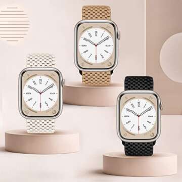 3 Pack Stretchy Solo Loop Band Compatible with Apple Watch Band 38mm 40mm 41mm for Women Men, Adjust...