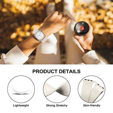 3 Pack Stretchy Solo Loop Band Compatible with Apple Watch Band 38mm 40mm 41mm for Women Men, Adjustable Sport Elastic Nylon Strap for iWatch Series Ultra/SE/8/7/6/5/4/3/2/1, Starlight/Brown/Black