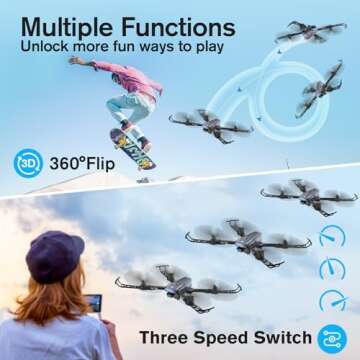 DROCON Drone with Camera for Adults ,1080P HD Adjustable WIFI FPV Drone for Kids Beginners,RC Mini Drone Toys Gifts with Altitude Hold,360°Flip ,Headless,Gestures Selfie,3 Speed Mode, 2 Batteries with Carrying Bag
