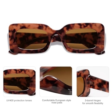 Trendy SOJOS Retro 90s Nude Rectangle Sunglasses for All