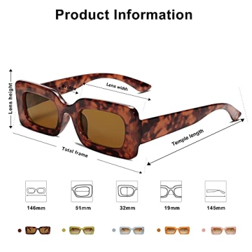 Trendy SOJOS Retro 90s Nude Rectangle Sunglasses for All