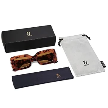 Trendy SOJOS Retro 90s Nude Rectangle Sunglasses for All