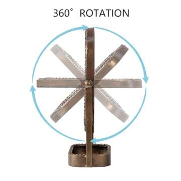 HuiDao Vintage Tabletop Makeup Mirror with Tray, Metal Antique Decorative Mirror with Stand, 360°Swivel Retro Desktop Dressing Mirror Countertop, Bedroom,Bathroom, Living Room