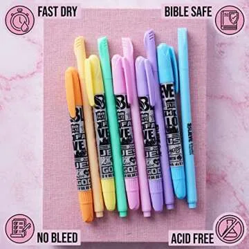 BLIEVE - Aesthetic Highlighters and Gel Pens With Soft Ink And Tip, Bible Highlighters and Pens No B...