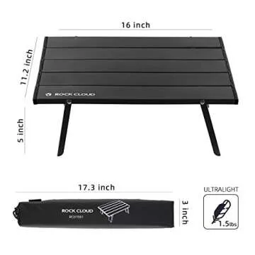 ROCK CLOUD Folding Beach Table Aluminum Portable Camping Table Ultralight, Black