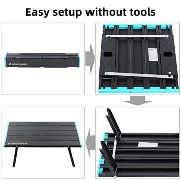 ROCK CLOUD Folding Beach Table Aluminum Portable Camping Table Ultralight, Black