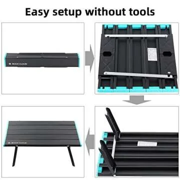 ROCK CLOUD Folding Beach Table Aluminum Portable Camping Table Ultralight, Black