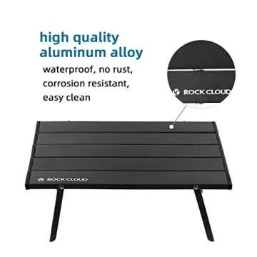 ROCK CLOUD Folding Beach Table Aluminum Portable Camping Table Ultralight, Black