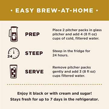 Don Francisco's Organic Cold Brew Coffee Pitcher Packs - Premium 100% Arabica Beans, Medium-Dark Roast, Easy at Home Process, Makes 4 Pitchers (8 Pks) - Smooth, Rich Taste with Chocolate Notes