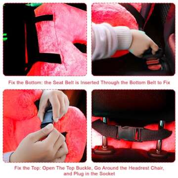 MROUEN Travel Pillow, Travel Pillow for Kids, Sleeper Hold Pillow Travel, Removable U-Shaped Pillow for Adults and Children to Support Head and Body in The Back Seat of Long Car Trips (Red)