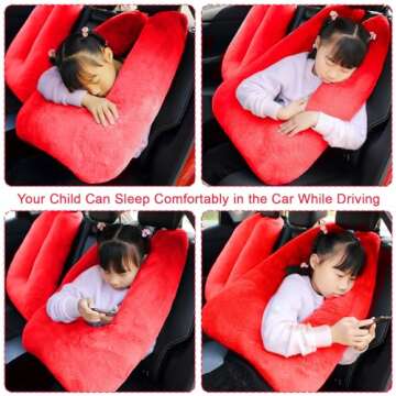 MROUEN Travel Pillow, Travel Pillow for Kids, Sleeper Hold Pillow Travel, Removable U-Shaped Pillow for Adults and Children to Support Head and Body in The Back Seat of Long Car Trips (Red)