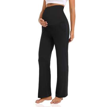 V VOCNI Women's Maternity Lounge Pants Pockets Stretchy Pregnancy Trousers Comfy Wide Leg Yoga Pajam...