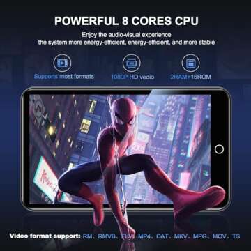 80GB MP3 Player with Bluetooth and WiFi, 4.0" Full Touchscreen Mp4 Mp3 Player with Spotify, Audible, Amazon Music, Android Music Player with Speaker, FM Radio, E-Book, Up to 1TB (Black)