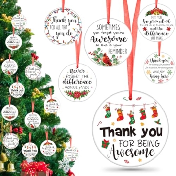 Barydat 12 Pcs Christmas Thank You Ornaments for Coworkers