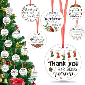 Barydat 12 Pcs Christmas Thank You Ornaments for Coworkers