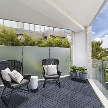 Abba Patio Interlocking Patio Deck Tiles Floor Tiles, Outdoor Flooring, 12.4''x12.4'', 6 PCS, Gray