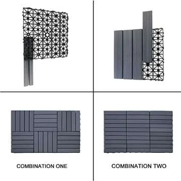 Abba Patio Interlocking Patio Deck Tiles Floor Tiles, Outdoor Flooring, 12.4''x12.4'', 6 PCS, Gray