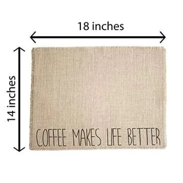 Coffee Maker Mat for your Coffee Machine, Burlap Coffee Bar Placemat, Coffee Station Accessories - Made in the USA (Mom's Coffee Bar)
