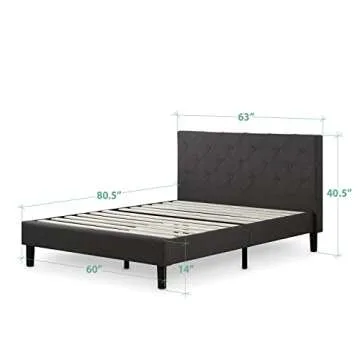 ZINUS Shalini Upholstered Platform Bed Frame, Mattress Foundation, Wood Slat Support, No Box Spring ...