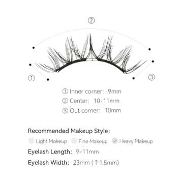 WOSADO Magnetic Eyelashes Kit, No.12+ IRIS BLACK PLUS, Reusable Glue-free Manga Lashes, Cruelty-free False Lashes, Waterproof, Lightweight, Suit for Anime Heavy Makeup