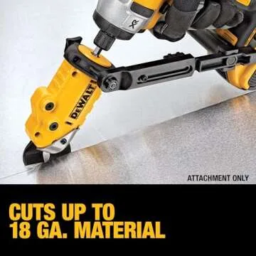 DEWALT Metal Shear/Cutter Drill Attachment, Impact Ready, 360 Degree Pivoting Head, Cuts 18GA Material (DWASHRIR)(Yellow, Black)