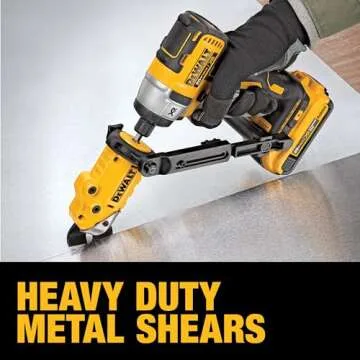 DEWALT Metal Shear/Cutter Drill Attachment, Impact Ready, 360 Degree Pivoting Head, Cuts 18GA Material (DWASHRIR)(Yellow, Black)