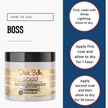 Dixie Belle BOSS Paint Primer | Gray (16oz) | Water-Based Problem Solver Paint | Paint Base to Block Odor, Stains, and Stops Bleed Through