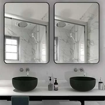 DH Black Frame Bathroom Mirror,20x30 ‎inchs Matte Black Vanity Wall Mirror with Seamless Frame,antifog, Waterproof, antirust Modern Farmhouse Mirror (Horizontal/Vertical)