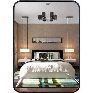 DH Black Frame Bathroom Mirror,20x30 ‎inchs Matte Black Vanity Wall Mirror with Seamless Frame,antifog, Waterproof, antirust Modern Farmhouse Mirror (Horizontal/Vertical)