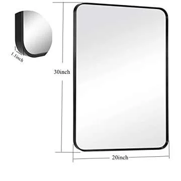 DH Black Frame Bathroom Mirror,20x30 ‎inchs Matte Black Vanity Wall Mirror with Seamless Frame,antifog, Waterproof, antirust Modern Farmhouse Mirror (Horizontal/Vertical)