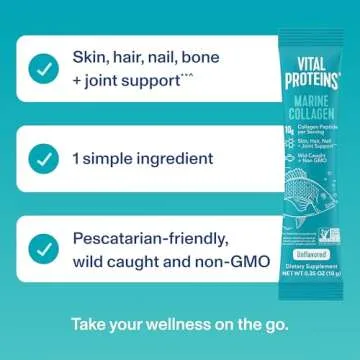 Vital Proteins Marine Collagen, Wild-Caught, Non-GMO Project Verified, Unflavored Stick Packs (10g) (Box of 20)