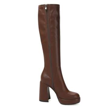 Chic Modatope Women's Platform Knee High Boots with Zipper