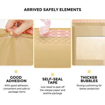 Fuxury Kraft Bubble Mailer 6x10 Inch 50 Pack，Strong Adhesion Padded Envelopes,Self Seal Bubble Envelopes, Waterproof Cushioned Bubble Mailers Packaging for Small Business，Bulk #0 Mailers Brown