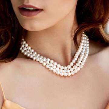 Triple Strand Freshwater Pearl Necklace for Women