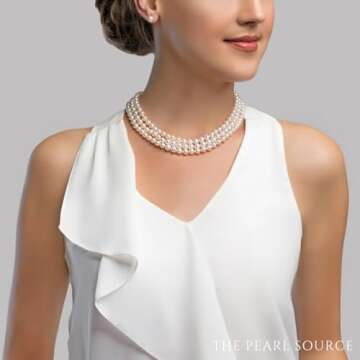 Triple Strand Freshwater Pearl Necklace for Women