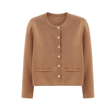 PRETTYGARDEN Women's 2024 Winter Cardigan Sweaters Button Down Open Front Long Sleeve Knit Cardigans Shirt Trendy Outerwear (Khaki,Medium)