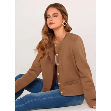 PRETTYGARDEN Women's 2024 Winter Cardigan Sweaters Button Down Open Front Long Sleeve Knit Cardigans Shirt Trendy Outerwear (Khaki,Medium)