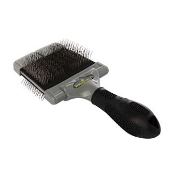 FURminator Firm Grooming Slicker Brush for Dogs, Removes Mats and Detangles Hair, Green with black handle, Large