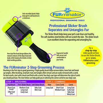 FURminator Firm Grooming Slicker Brush for Dogs, Removes Mats and Detangles Hair, Green with black handle, Large