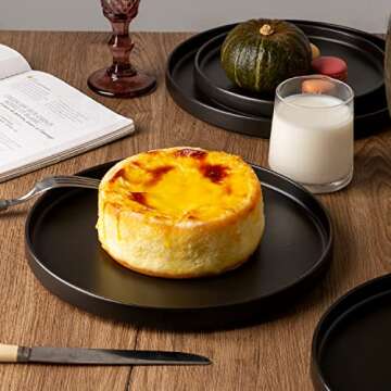AmorArc Ceramic Plates Set 6 Elegant Matte Black Dishes