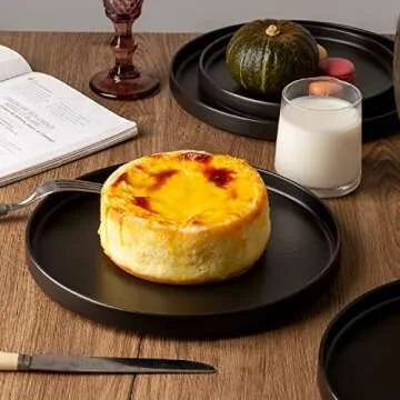 AmorArc Ceramic Plates Set 6 Elegant Matte Black Dishes