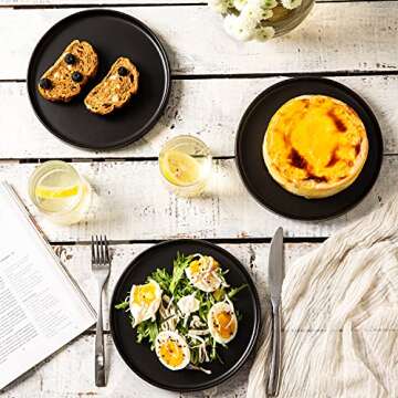 AmorArc Ceramic Plates Set 6 Elegant Matte Black Dishes