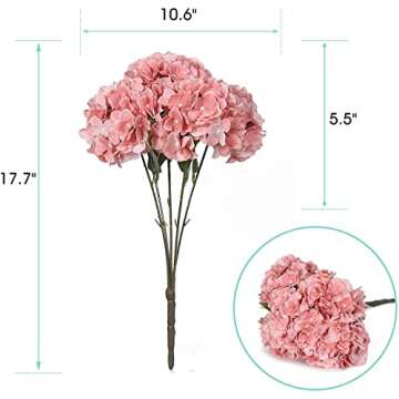 Blooming Paradise Artificial Silk Hydrangea Bouquets - Light Coral Pink, DIY Floral Arrangements for...